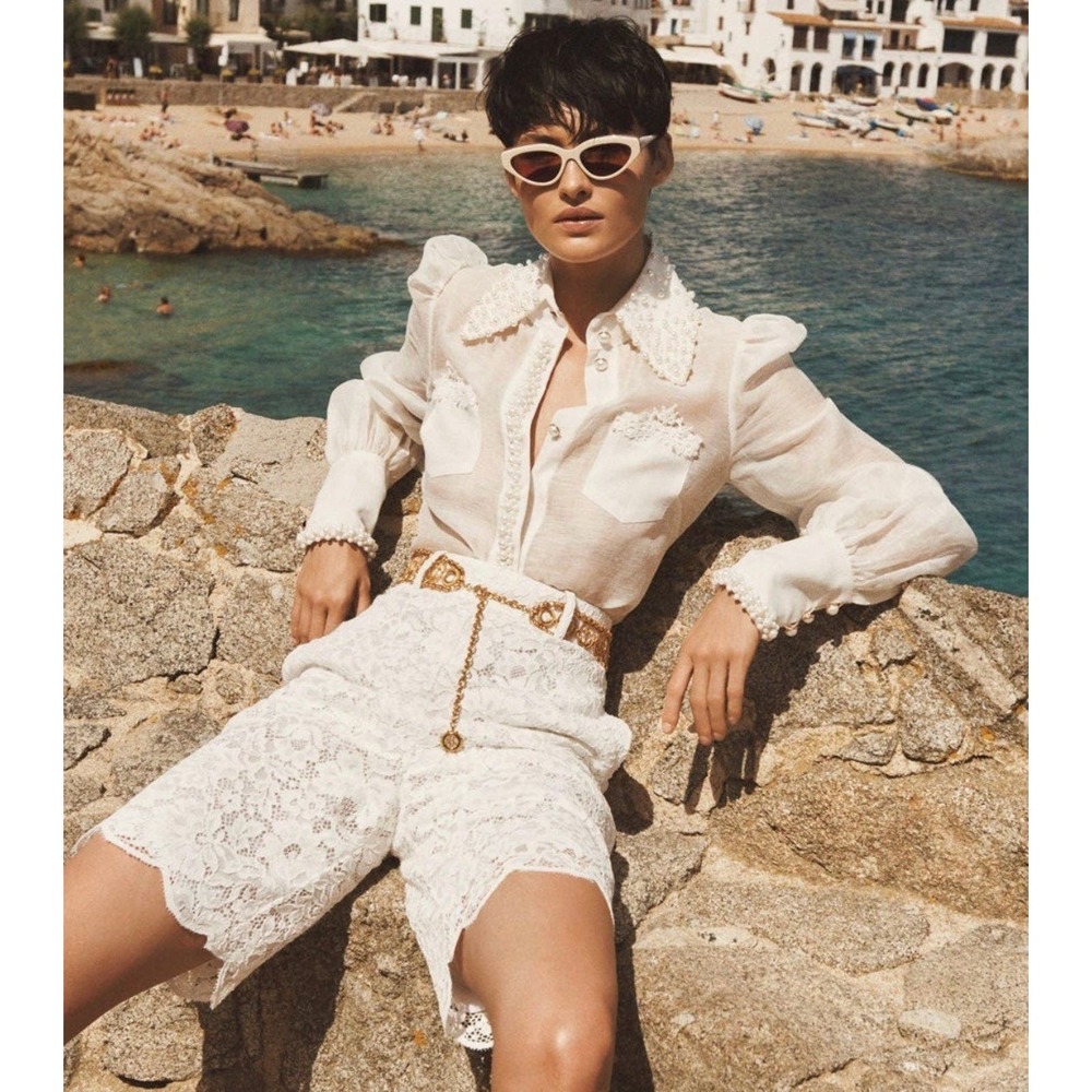 Zimmermann High Tide Lace Long Line Shorts